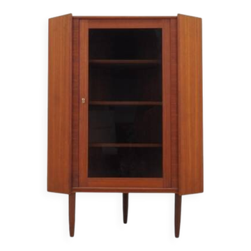 Danish teak corner display cabinet on tapered legs, 1960s