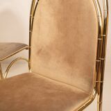 Chaises en daim et laiton 1970 Manufacture italienne