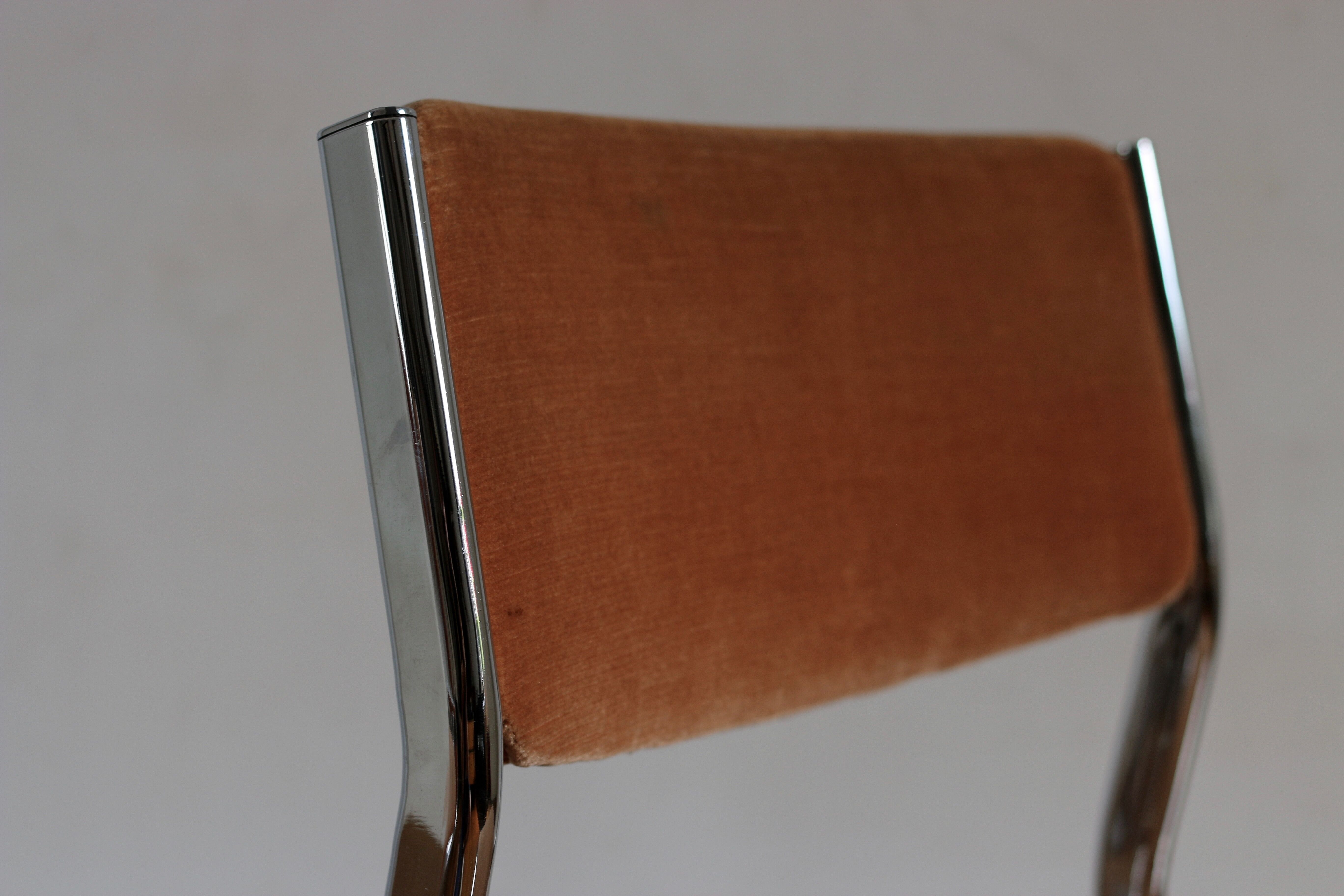 Set of 6 chairs 70s velvet and chrome by Roche Bobois