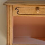 Wood and pink bedside table