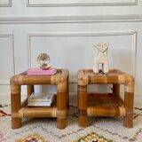 Pair of 70s bamboo bedside tables