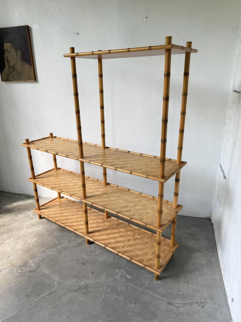 Large rattan shelf 1960