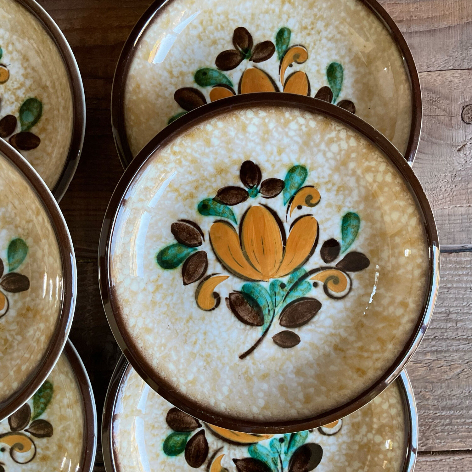 6 vintage Boch La Louvière “Corfou” soup plates