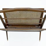 Cesare Lacca Mid-Century Modern Italian Wicker and Brass Magazine Rack, 50