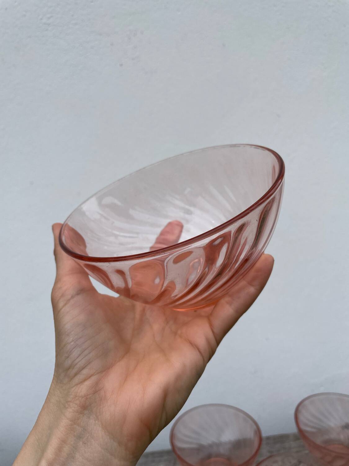 4 bols Rosaline en verre rose