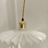 Vintage embossed opaline pendant light