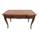 Louis XV style desk in wood, with a brown leather top.