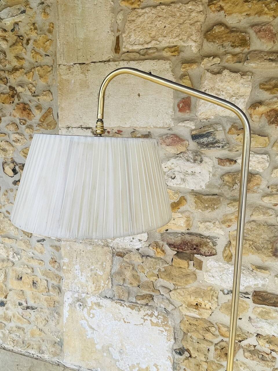 Vintage articulated floor lamp with shelf and magazine holder 1960s