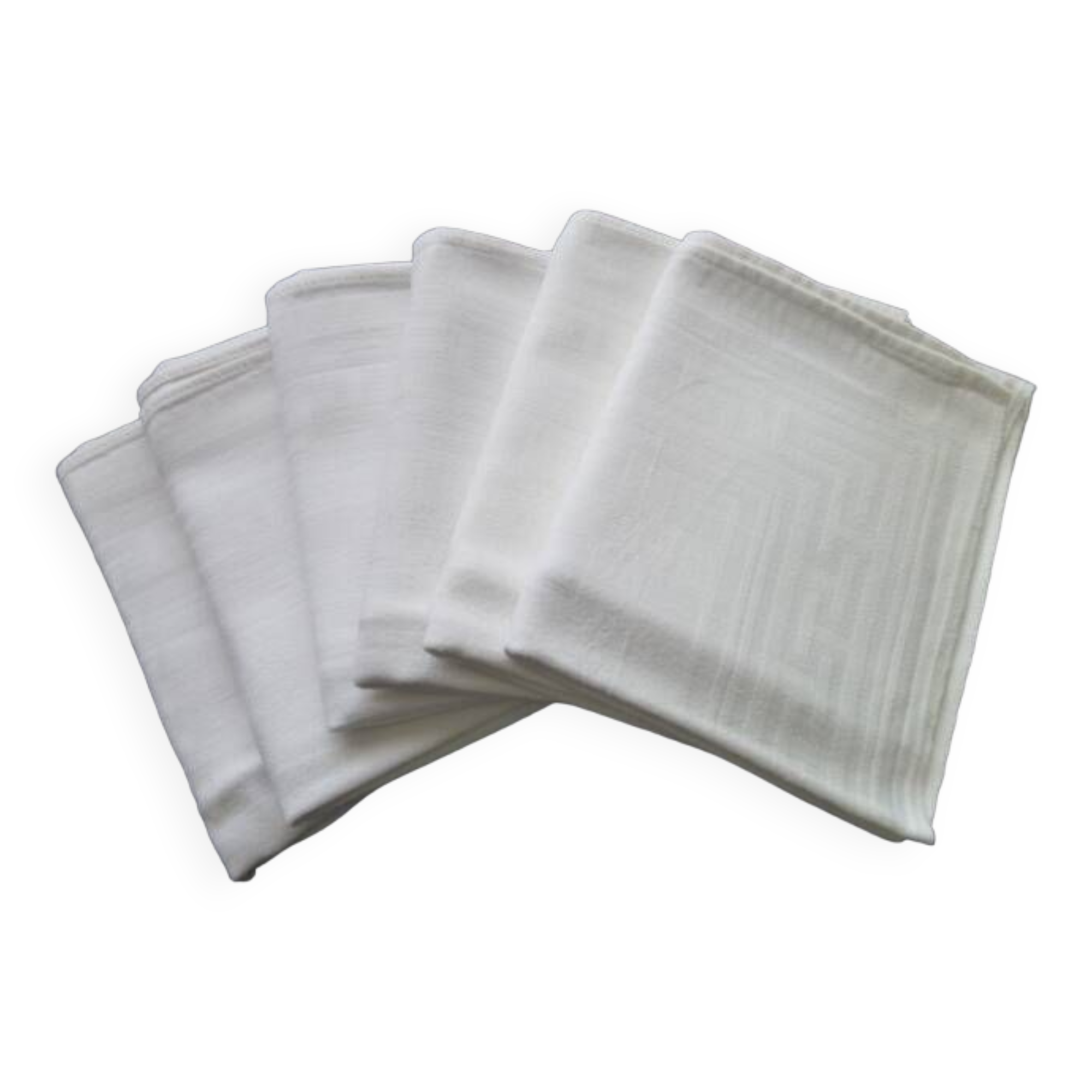 6 old white damask cotton napkins 49 x 56 cm
