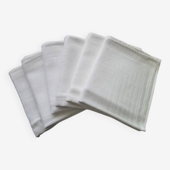 6 old white damask cotton napkins 49 x 56 cm