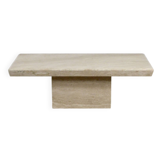 1970s Italian Travertine Minimalist Geometric Coffee Table. Vintage Modern / Midcentury / Retro.