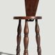 Folk Art Chestnut Wood Tripod Chair, Charles Dudouyt Style, France, 1930s