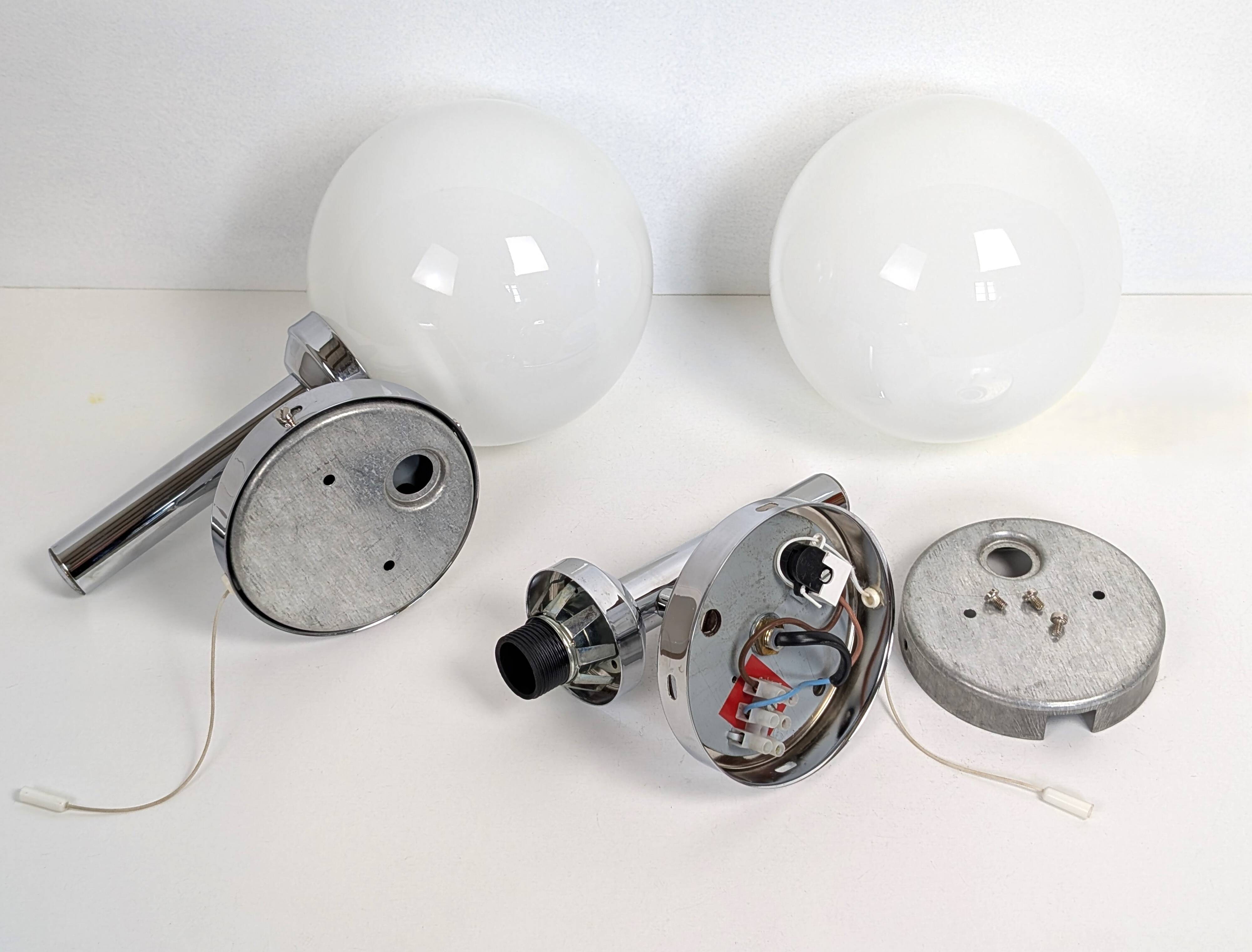 Pair of chrome wall lights