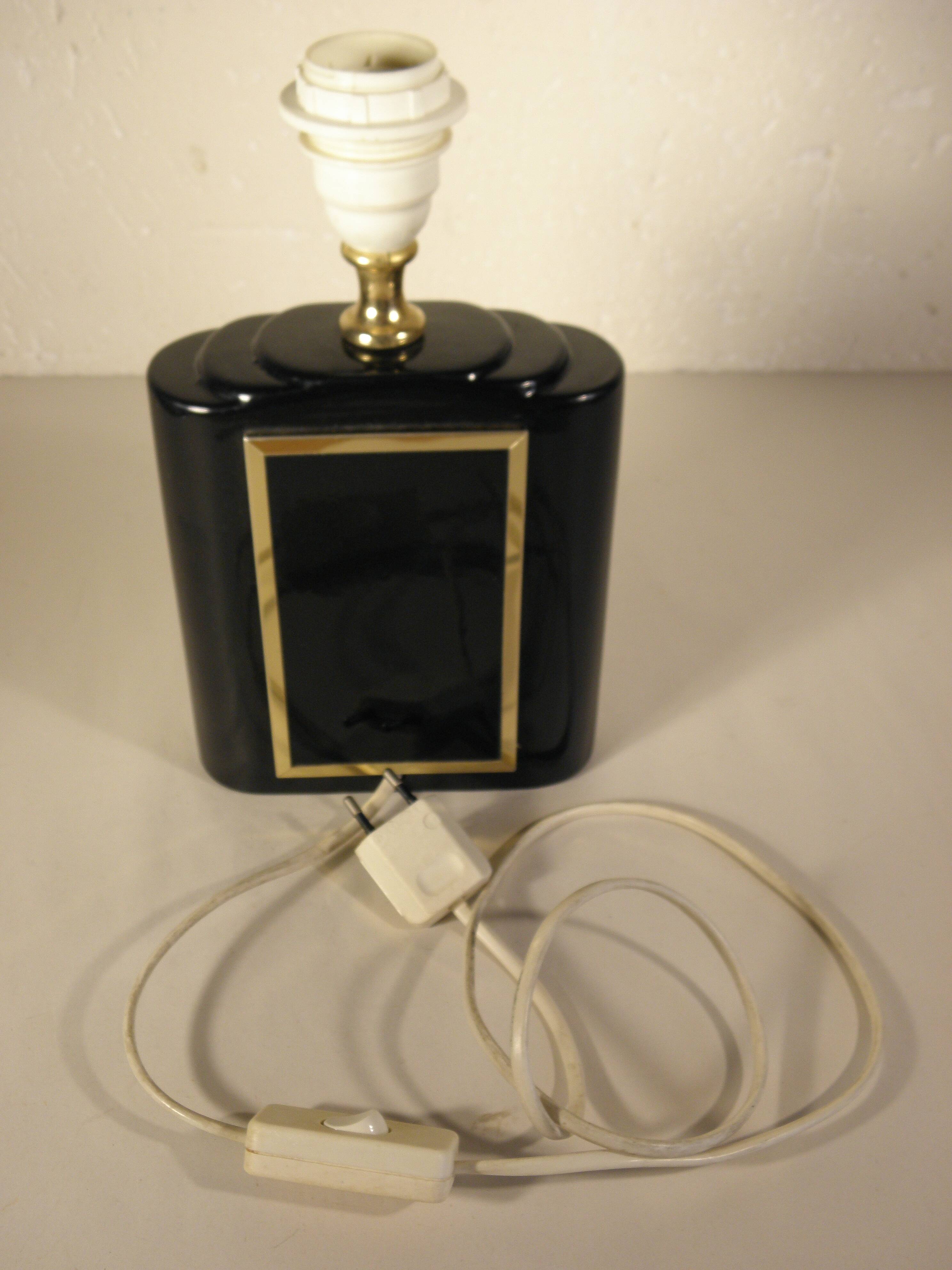 Lampe de table noir et or annees 70-80
