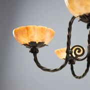 Antique Art Nouveau metal chandelier with 6 lights, Italy, 20th century.