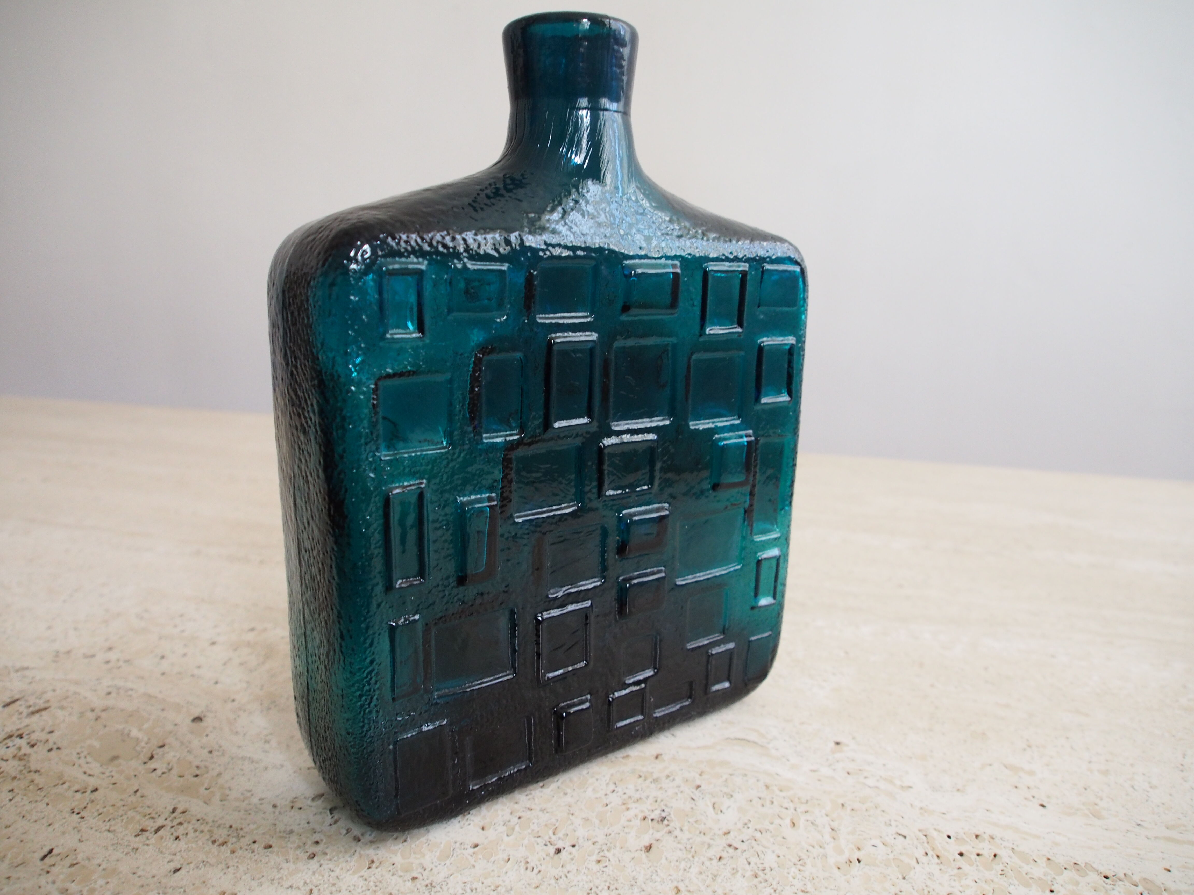 Blue pressed glass vase
