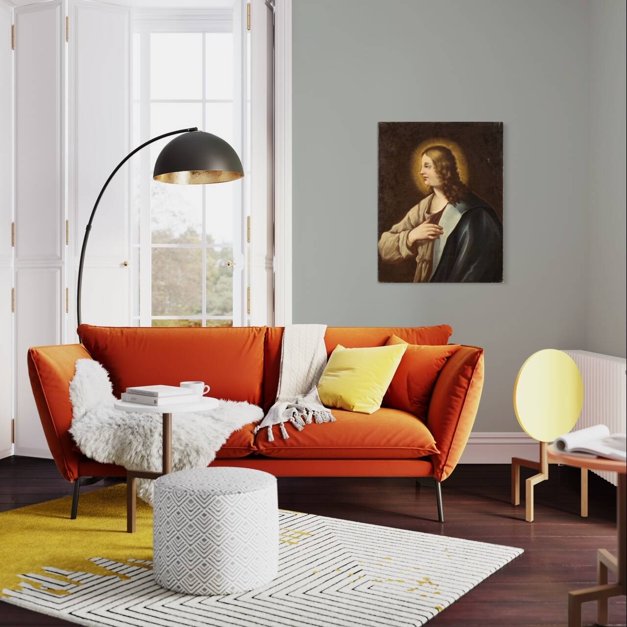 Peinture italienne antique d'un saint du XVIIIe siècle