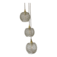 Suspension cascade trois feux globes vintage en verre moulé
