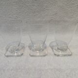 3 white wine glasses 11cl Daum crystal with square art deco base h 9.3cm