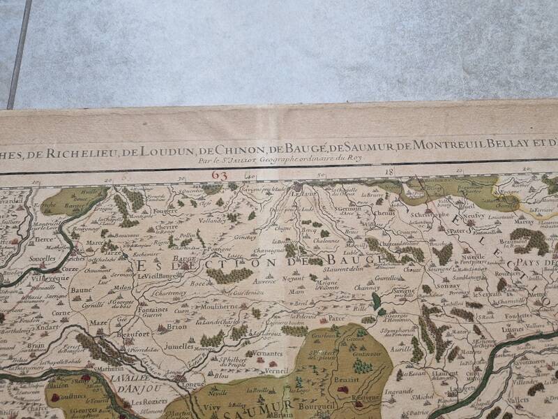 Gravure carte des élections de Tours et ses environs par le seigneur Jaillot, 1711