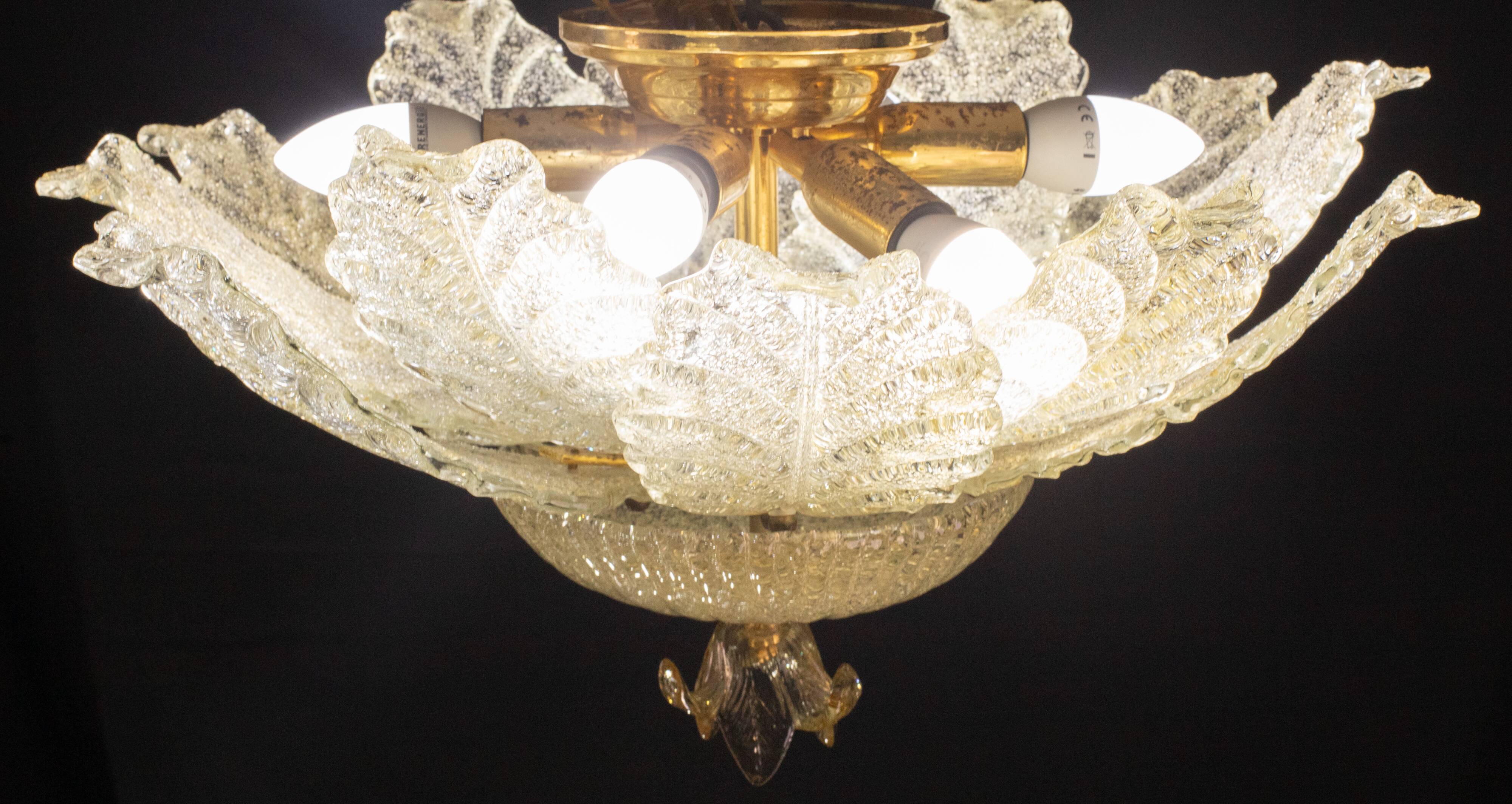 Portofino, Murano Glass Gold\Orange Ceiling Light or Flush Mount, 1970s