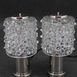 1970s Pair of Glass Table Lamps by Kamenicky Senov, Czechoslovakia-