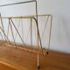 Vintage gold metal magazine rack 1950s-70s newspaper holder