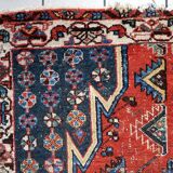 Antique 1920s Persian Hamadan rug, distressed tribal medallion, 128cm x 194cm