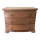 Blonde wooden doll's chest with brass handles.