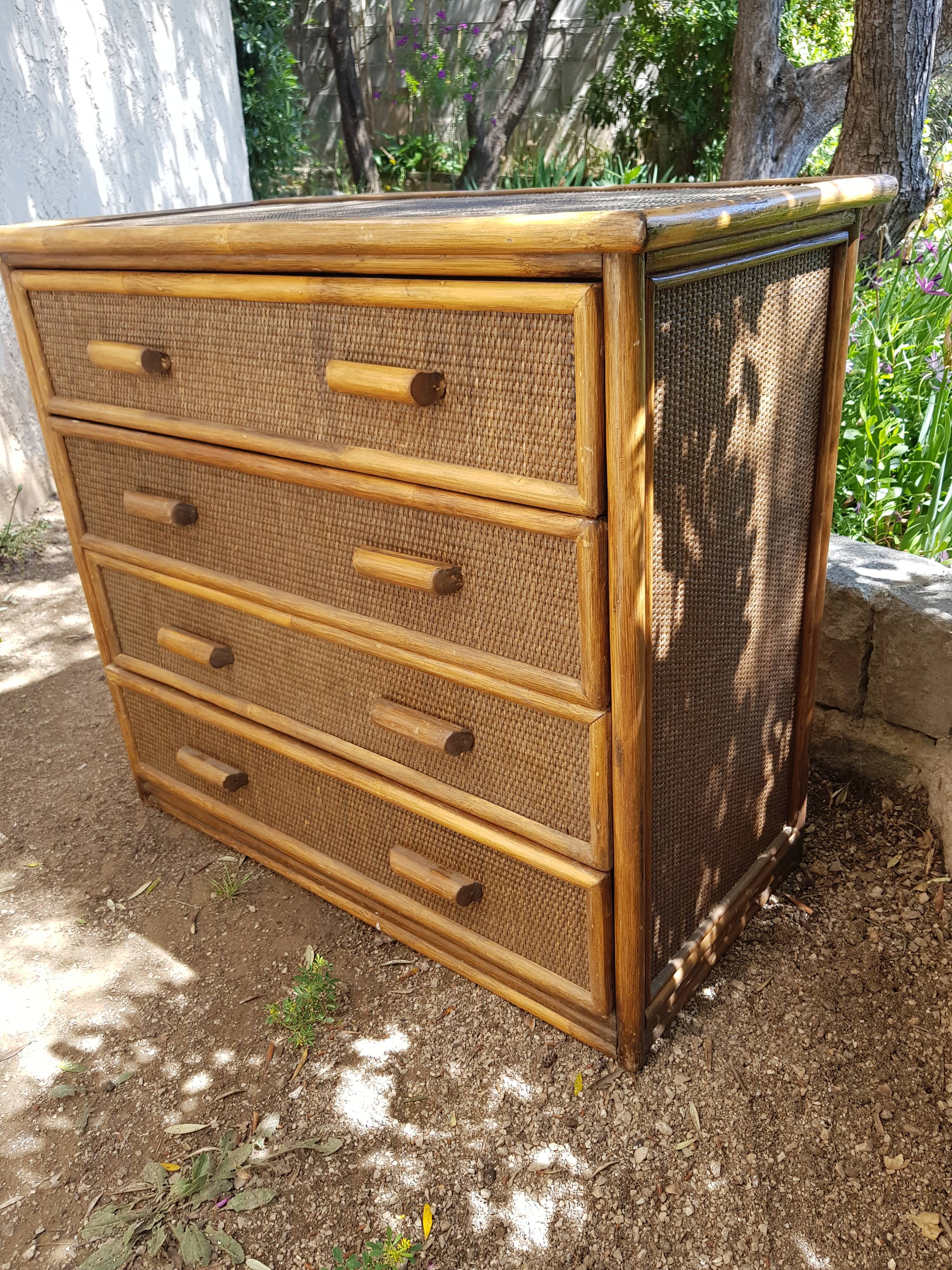 Commode rotin et bambou
