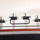Four-headed candlestick in teak and chrome metal Scandinavian style / vintage 60s-70s