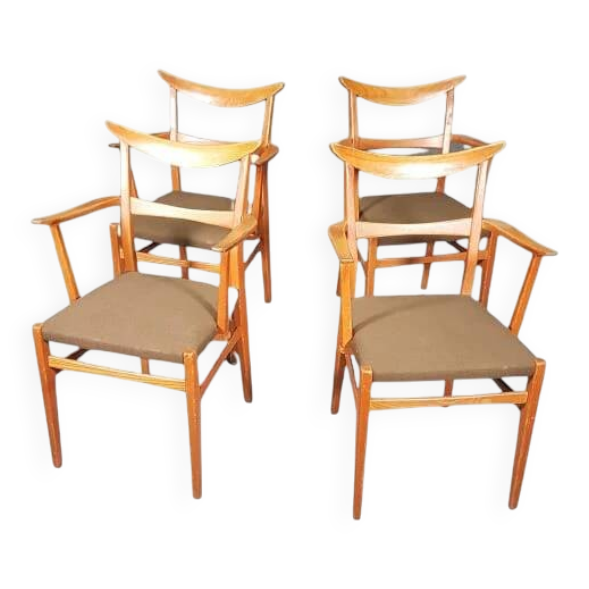 Set of 4 German cow horn dining armchairs by Lübke, 1950s, extremely rare