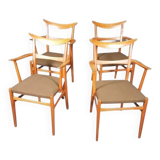 Set of 4 German cow horn dining armchairs by Lübke, 1950s, extremely rare