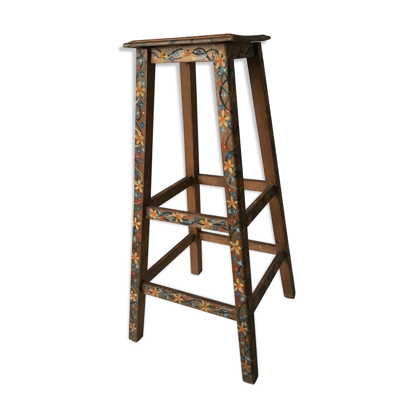 Painted wooden antique stool