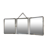 Mirror triptych Barber nickeled vintage 1930 31x77cm