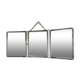 Mirror triptych Barber nickeled vintage 1930 31x77cm