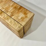 De Sede style storage bench, leather patchwork, 1970s design