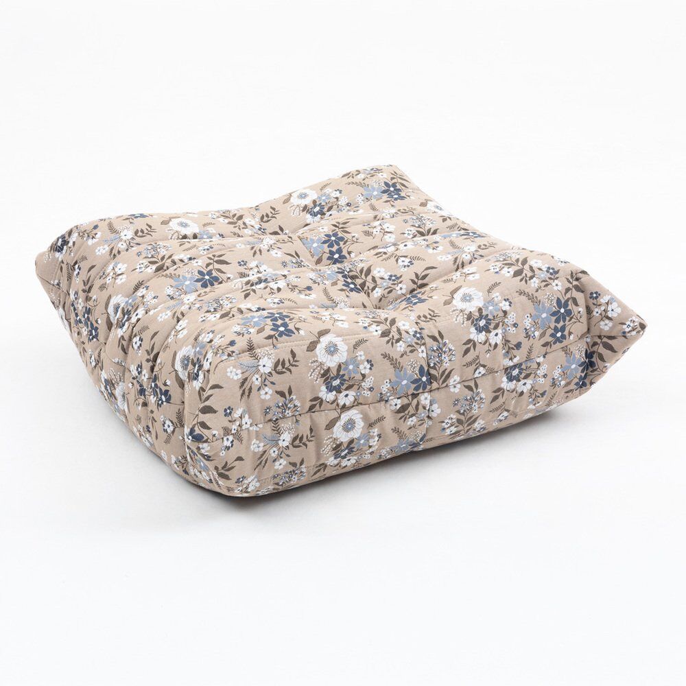 Togo lounge chair with pouf and 2-seater sofa in patterned fabric by Michel Ducaroy for Ligne Roset, set of 3