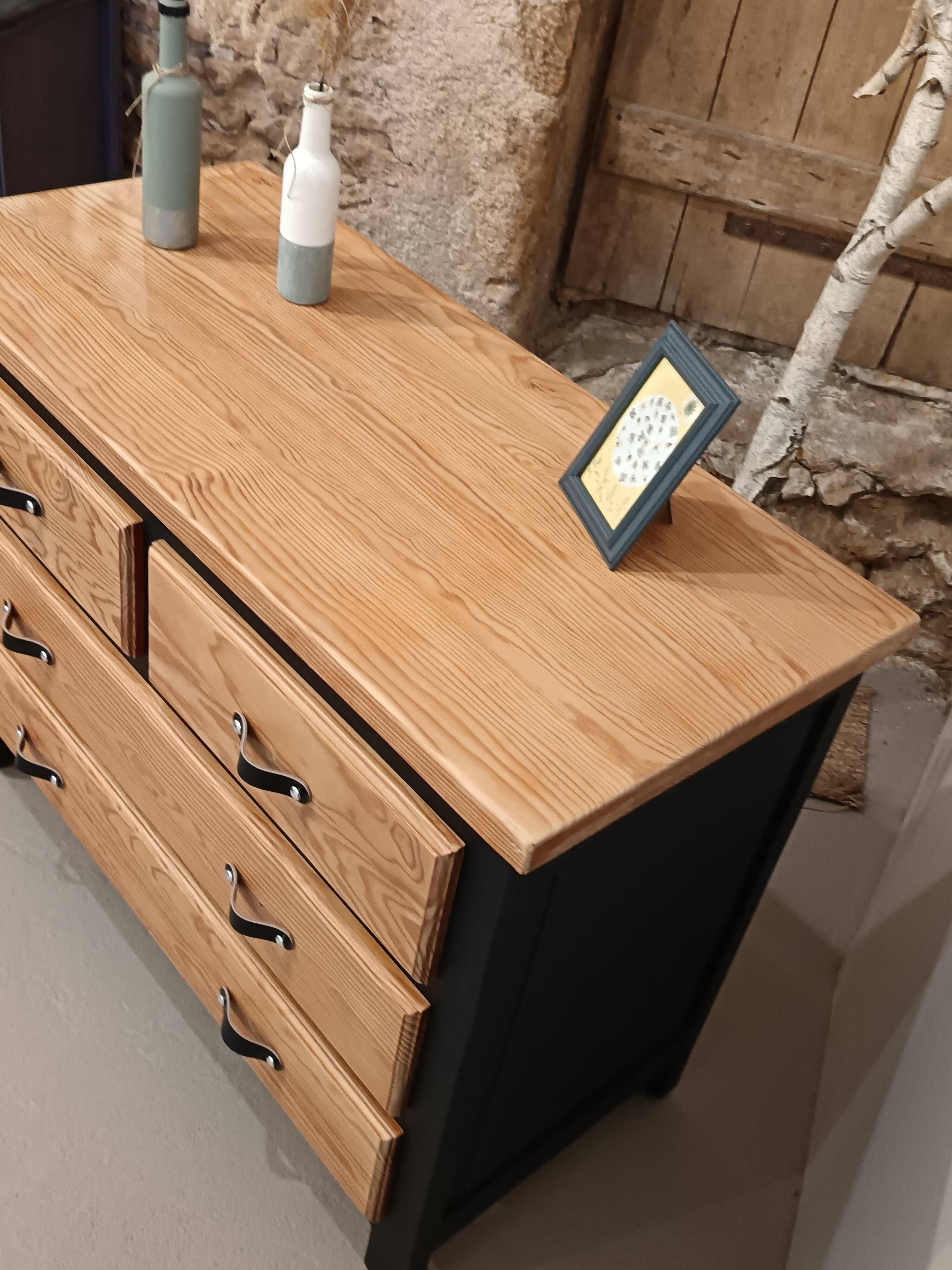 Commode bois massif et noir