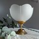 Art deco desk lamp white frosted corolla glass, gold base