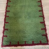 Traditional handmade pure wool rug, green, size 150 x 250 cm