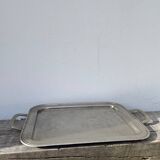 Rectangular silver metal tray