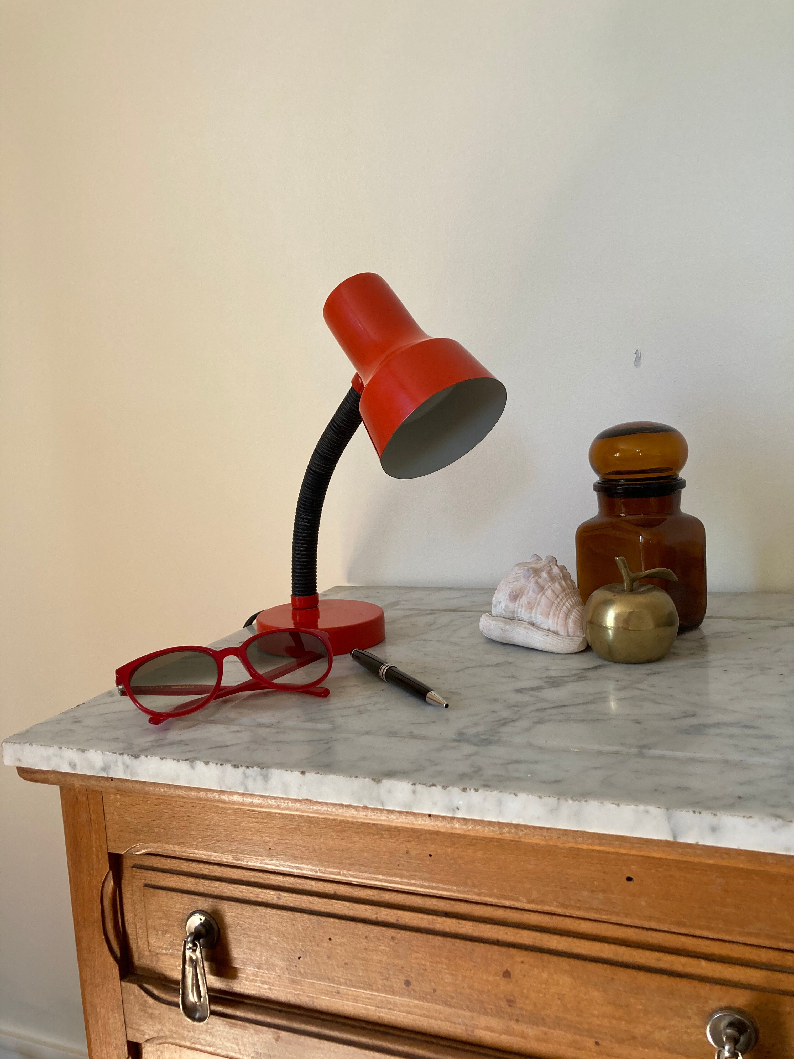 Vintage red metal lamp