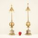 Pair of "grenade" lamps by Maison Charles in bronze, 1970s.