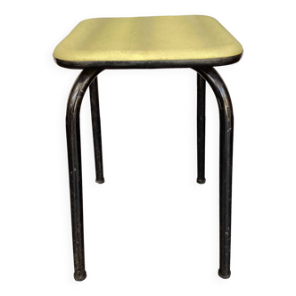 Vintage stool 50s-60s black metal and yellow plastic