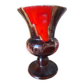 Stoneware vase signed Petit Massé – Morvan – flambé red glazes
