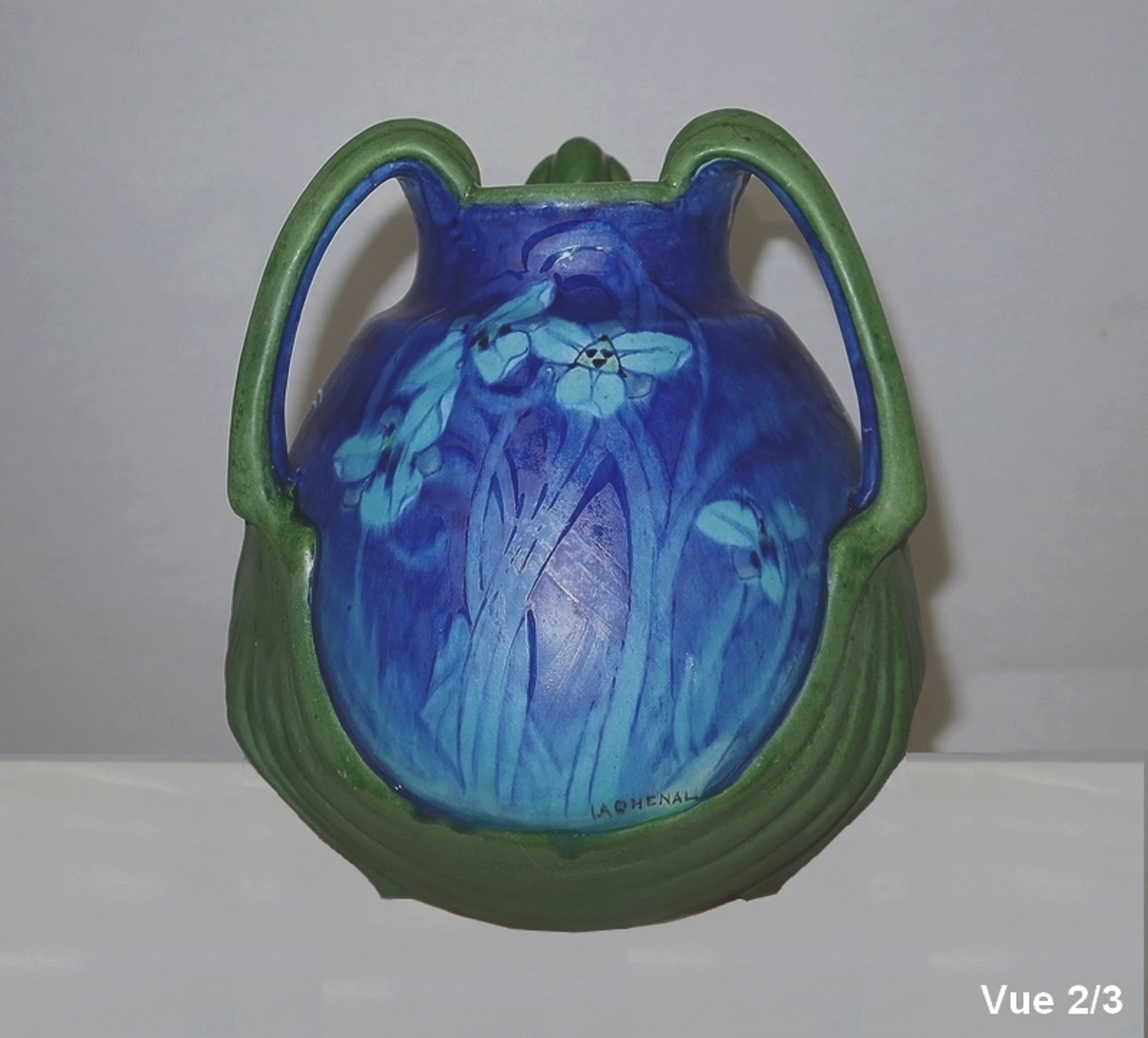Vase en grès émaillé, à décor floral, signé e. lachenal – fin xixe