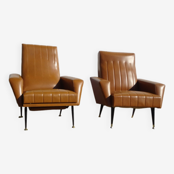 Vintage leatherette armchairs, 1970s