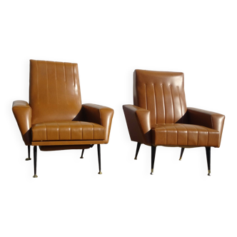 Vintage leatherette armchairs, 1970s