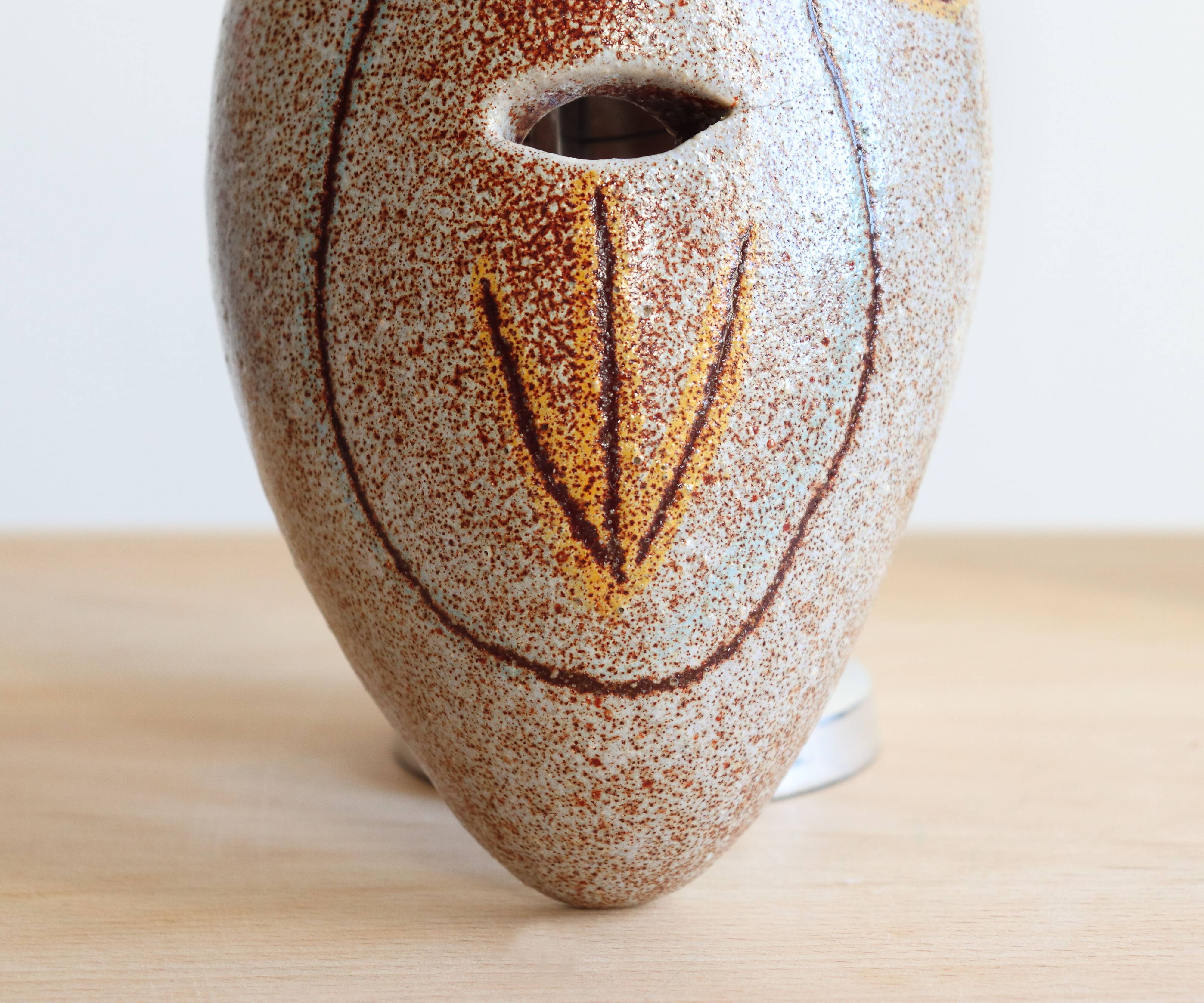 Mayan ceramic wall mask from Accolay, art brut, 1960s